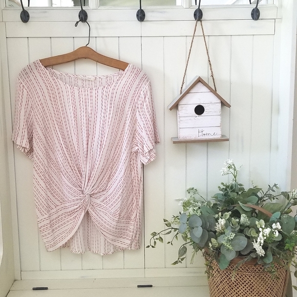 NWT! Böhme S/S Pattern Rust/Cream Knot Top Blouse - Picture 12 of 12